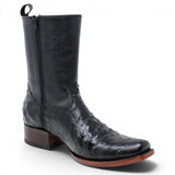 Bota Corta Dubai de Avestruz Grabado Color Negro con Cierra Q79BZ0305 - Quincy Boots
