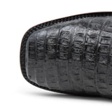 Quincy Men´s Caiman Belly Print Square Toe Dubai Short Boots with Zipper - Black - Toe View