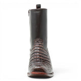 Quincy Men´s Caiman Belly Print Square Toe Dubai Short Boots with Zipper - Brown - Front View
