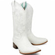 Bota de Dama Rodeo Cuadrada Blanca con Bordado - La Sierra - La Carreta