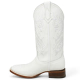 Bota de Dama Rodeo Cuadrada Blanca con Bordado - La Sierra - La Carreta