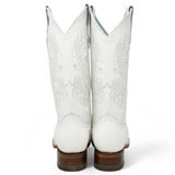 Bota de Dama Rodeo Cuadrada Blanca con Bordado - La Sierra - La Carreta