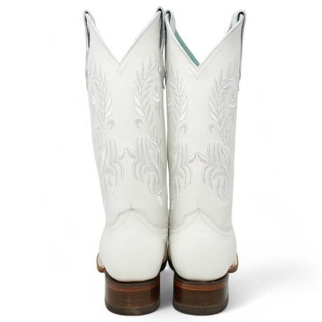 Bota de Dama Rodeo Cuadrada Blanca con Bordado - La Sierra - La Carreta