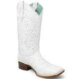 Bota de Dama Rodeo Cuadrada Blanca con Bordado - La Sierra - La Carreta