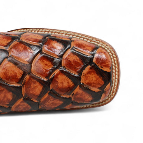 Bota de Hombre Cuadrada de Pirarucu Grabadado Color Miel - La Sierra - La Carreta