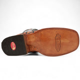 Bota de Hombre Cuadrada de Pirarucu Grabadado Color Miel - La Sierra - La Carreta