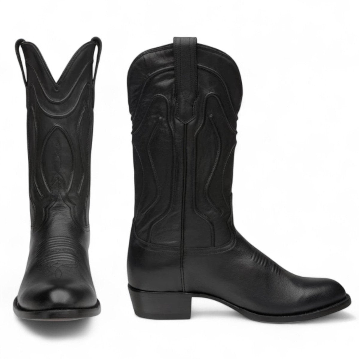 Bota de Piel Original Punta Redonda Color Negro - Bachesto - Rudel & Co.