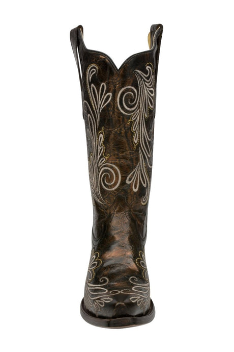 Bota de Piel Punta Recortada Cobre Metalico de Dama - Ivy West - CaballoBronco.com