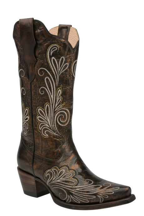 Bota de Piel Punta Recortada Cobre Metalico de Dama - Ivy West - CaballoBronco.com