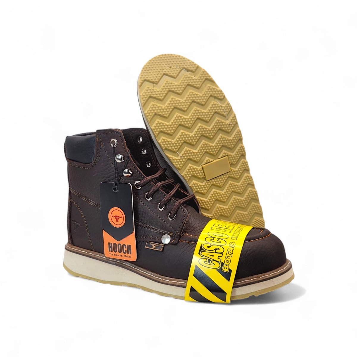 Bota de Trabajo de 6" para Hombre Punta Moc con Casquillo de Composite de Piel Genuina Color Chocolate con Suela de Hule Antiderrapante Resistente a Aceite – Hooch Boots H801C94 - Hooch