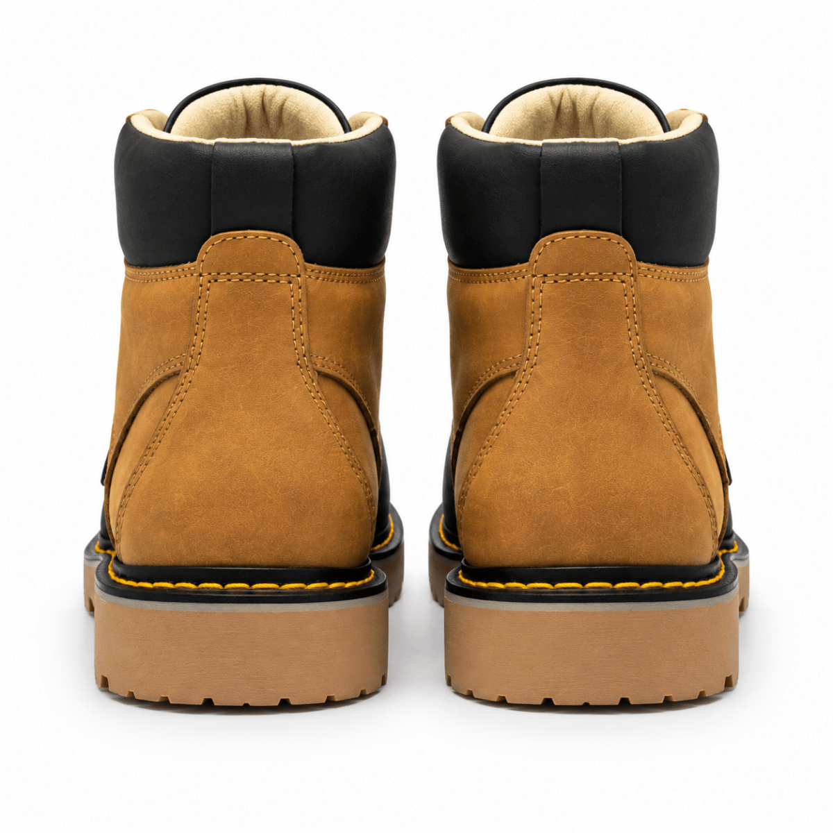 Bota de Trabajo de 6" para Hombre Punta Moc de Piel Genuina Color Miel y Negro con Suela de Hule Resistente a Aceite y Acido – Hooch Boots H60351 - Hooch