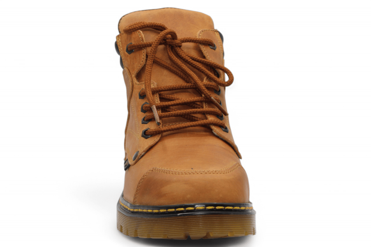 Bota de Trabajo para Hombre Punta Redonda de Piel Color Miel con Suela de Hule Transparente – Hooch Boots H60151 - Hooch