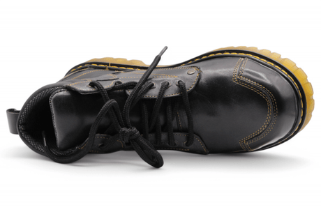 Bota de Trabajo para Hombre Punta Redonda de Piel Color Negro con Suela de Hule Transparente – Hooch Boots H60405 - Hooch