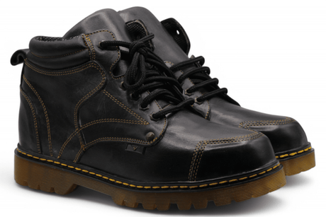 Bota de Trabajo para Hombre Punta Redonda de Piel Color Negro con Suela de Hule Transparente – Hooch Boots H60405 - Hooch