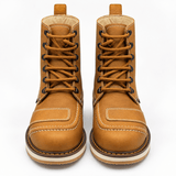 Bota de Trabajo para Hombre Punta Redonda de Piel Crazy Color Miel con Suela de Hule – Hooch Boots H50151 - Hooch