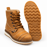 Bota de Trabajo para Hombre Punta Redonda de Piel Crazy Color Miel con Suela de Hule – Hooch Boots H50151 - Hooch