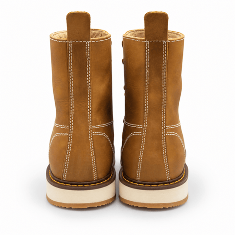 Bota de Trabajo para Hombre Punta Redonda de Piel Crazy Color Miel con Suela de Hule – Hooch Boots H50151 - Hooch
