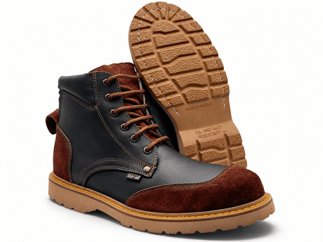 Bota de Trabajo para Hombre Punta Redonda de Piel Genuina Color Negro con Suela de Hule Resistente a Aceite y Acido – Hooch Boots H60205 - Hooch