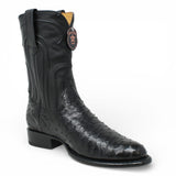 Western Genuine Ostrich Roper Boots Black Color - Los Altos Boots 