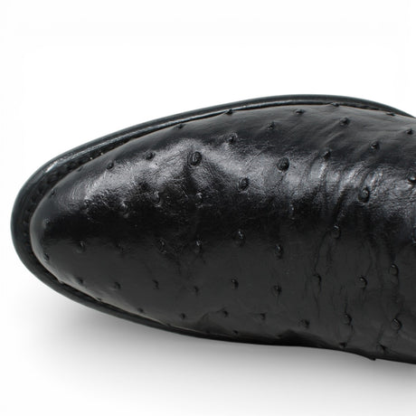 Western Genuine Ostrich Roper Boots Black Color - Los Altos Boots Toe