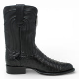 Western Genuine Ostrich Roper Boots Black Color - Los Altos Boots 