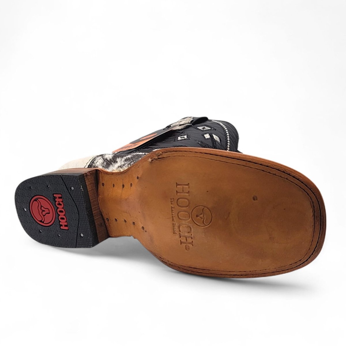 Bota Vaquera para Hombre de Piel Vacuno con Pelo Natural Blanco y Negro Punta Cuadrada – Hooch Boots - Hooch Boots