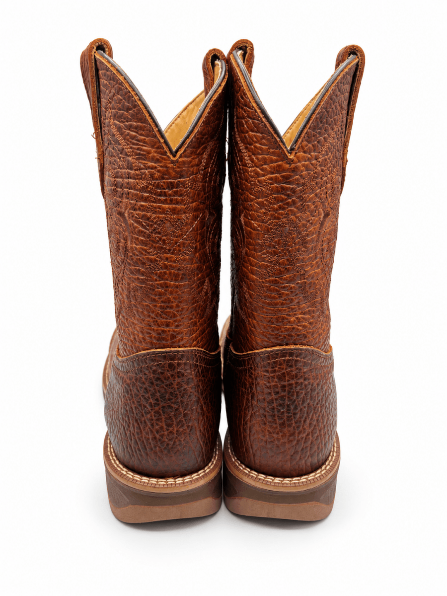 Bota Vaquera para Hombre Punta Cuadrada de Piel Bull Shoulder Color Miel con Suela de Hule – Hooch Boots H52W5183 - Hooch Boots