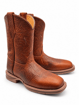 Bota Vaquera para Hombre Punta Cuadrada de Piel Bull Shoulder Color Miel con Suela de Hule – Hooch Boots H52W5183 - Hooch Boots