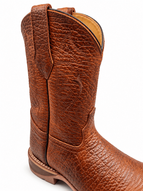 Bota Vaquera para Hombre Punta Cuadrada de Piel Bull Shoulder Color Miel con Suela de Hule – Hooch Boots H52W5183 - Hooch Boots