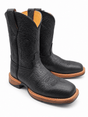 Bota Vaquera para Hombre Punta Cuadrada de Piel Bull Shoulder Color Negro con Suela de Hule – Hooch Boots H52W0583 - Hooch Boots