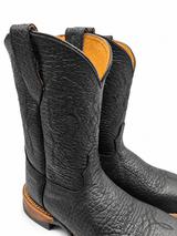 Bota Vaquera para Hombre Punta Cuadrada de Piel Bull Shoulder Color Negro con Suela de Hule – Hooch Boots H52W0583 - Hooch Boots