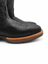 Bota Vaquera para Hombre Punta Cuadrada de Piel Bull Shoulder Color Negro con Suela de Hule – Hooch Boots H52W0583 - Hooch Boots