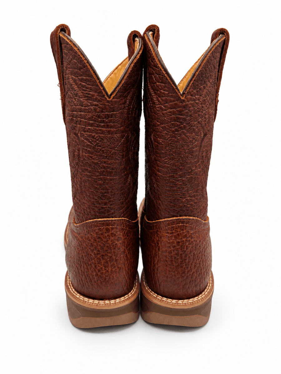 Bota Vaquera para Hombre Punta Cuadrada de Piel Bull Shoulder Color Shedron con Suela de Hule – Hooch Boots H52W5083 - Hooch Boots