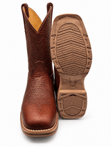 Bota Vaquera para Hombre Punta Cuadrada de Piel Bull Shoulder Color Shedron con Suela de Hule – Hooch Boots H52W5083 - Hooch Boots