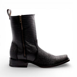 Bota Vaquera para Hombre Punta Dubai de Piel Grabado Mantarraya con Perla Sencilla y Cierre Lateral – Hooch Boots H580594 - Hooch
