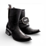 Bota Vaquera para Hombre Punta Dubai de Piel Grabado Mantarraya con Perla Sencilla y Cierre Lateral – Hooch Boots H580594 - Hooch