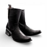 Bota Vaquera para Hombre Punta Dubai de Piel Grabado Mantarraya con Perla Sencilla y Cierre Lateral – Hooch Boots H580594 - Hooch