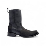 Bota Vaquera para Hombre Punta Dubai Grabado Tipo Python con Cierre Lateral Negra + Cinto Combo Western – Hooch Boots H580563 - Hooch