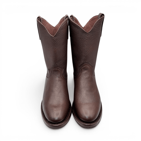 Bota Vaquera para Hombre Punta Redonda de Piel Original Color Cafe con Tacon Roper – Hooch Boots H52PR9495 - Hooch