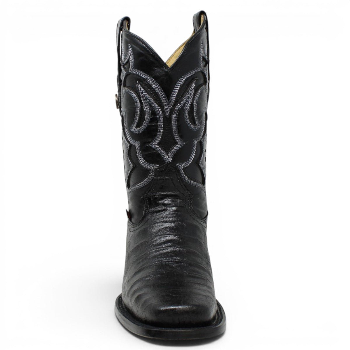 Bota Vaquera para Hombre Punta Rodeo Grabado Tipo Caiman Belly Color Negro de Piel Genuina – Hooch Boots H510573 - Hooch