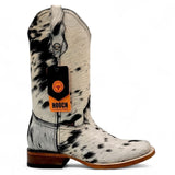 Bota Vaquera para Mujer de Piel con Pelo de Vaca y Punta Cuadrada – Hooch Boots H223304 - Hooch Boots