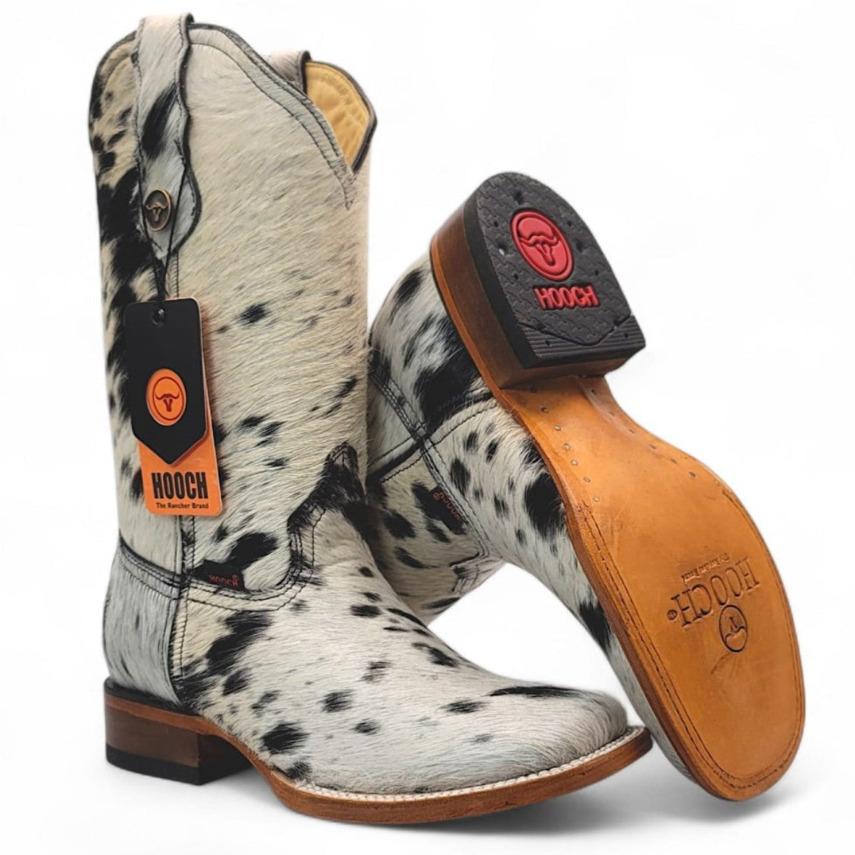 Bota Vaquera para Mujer de Piel con Pelo de Vaca y Punta Cuadrada – Hooch Boots H223304 - Hooch Boots