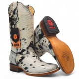 Bota Vaquera para Mujer de Piel con Pelo de Vaca y Punta Cuadrada – Hooch Boots H223304 - Hooch Boots