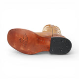 Bota Vaquera para Mujer de Piel Crazy Color Honey con Bordado de Flores Blancas y Punta Cuadrada – Hooch Boots H227251 - Hooch