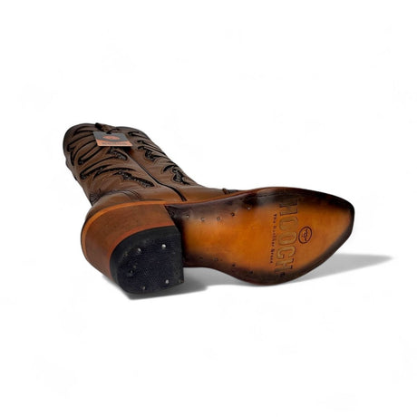 Bota Vaquera para Mujer Punta Snip Alta "Luna Honey" de Piel Genuina con Tubo 16” y Tacon Western de 2.5” – Hooch Boots H26T9551 - Hooch