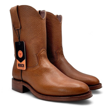 Genuine Leather Roper Round Toe Boots in Honey Color – Hooch Boots - Pair Side View