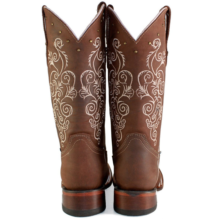 Botas A&A de Cuero Crazy para Mujer en Horma Rodeo Esperol Tan - A&A Boots