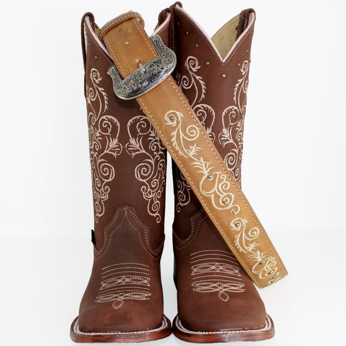 Botas A&A de Cuero Crazy para Mujer en Horma Rodeo Esperol Tan - A&A Boots