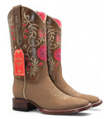 Botas Altas de Cuero con Flores para Mujer en Horma Rodeo Q322F6231 - Quincy Boots