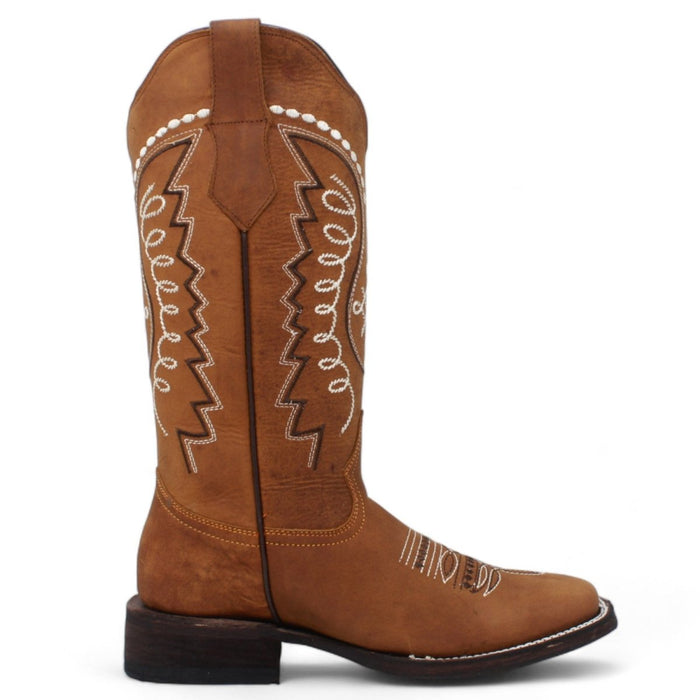 Botas Altas de Cuero Grasso para Mujer en Horma Rodeo Color Miel Q322N6251 - Quincy Boots